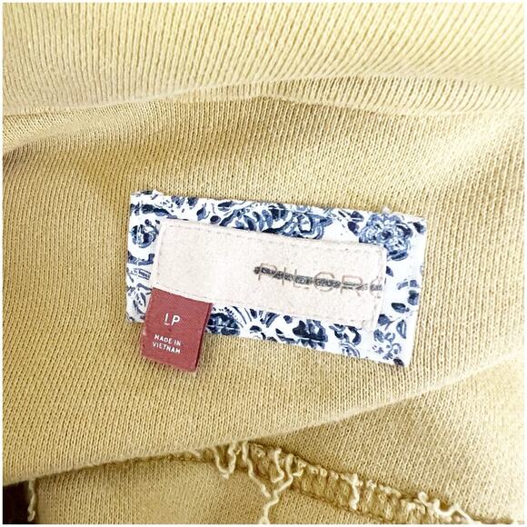 Anthropologie Pilcro Shacket Size Petite Large Mustard Collared Boho Distressed - Picture 11 of 13